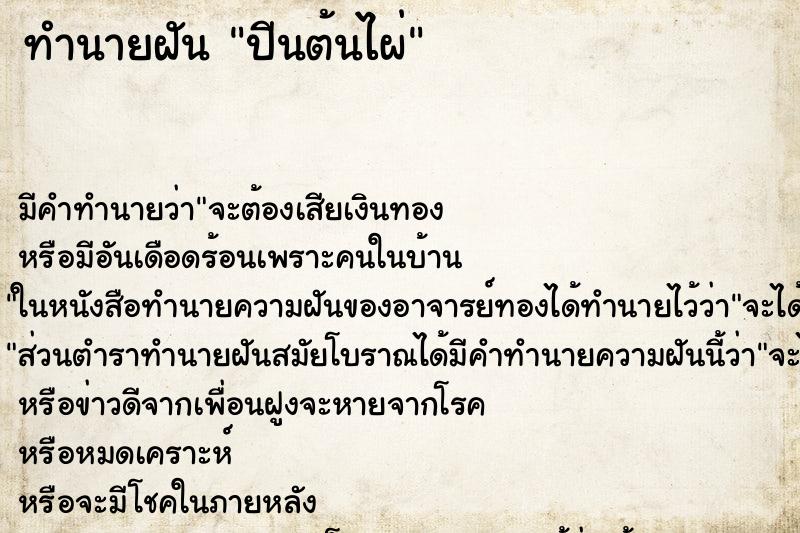 ทำนายฝัน ปีนต้นไผ่ ทำนายฝัน ปีนต้นไผ่