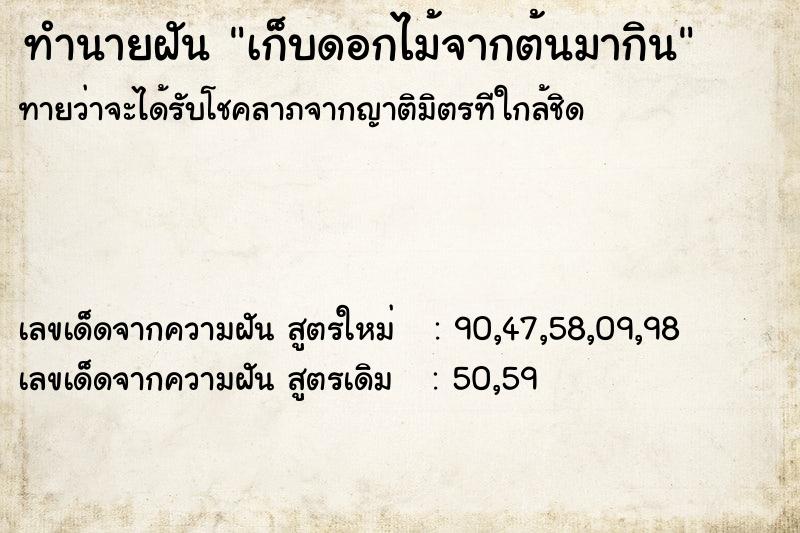 ทำนายฝันทำนายฝันเก็บดอกไม้จากต้นมากิน