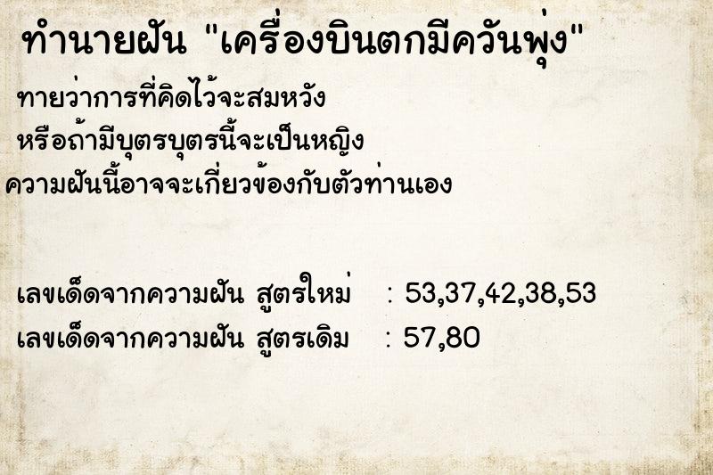 ทำนายฝัน เครื่องบินตกมีควันพุ่ง ทำนายฝัน เครื่องบินตกมีควันพุ่ง
