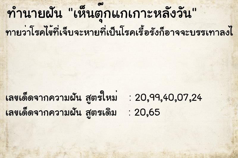 ทำนายฝันเห็นตุ๊กแกเกาะหลังวัน ทำนายฝันทำนายฝันเห็นตุ๊กแกเกาะหลังวัน