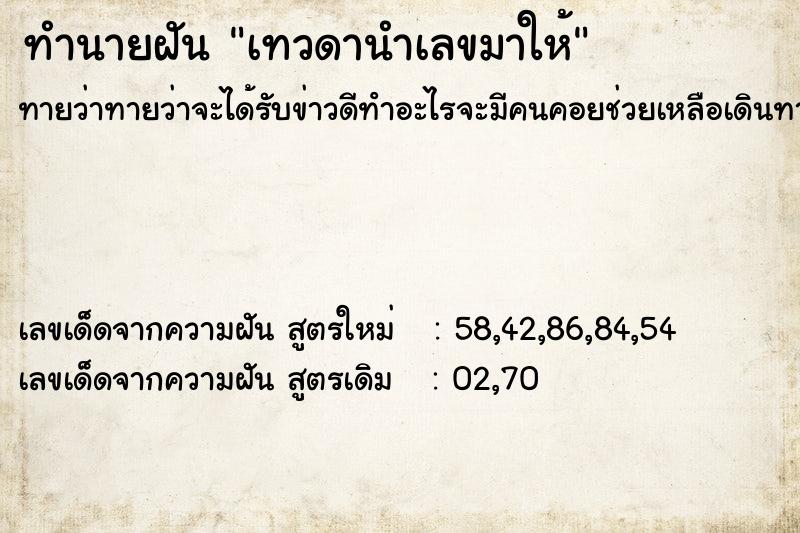 ทำนายฝัน เทวดานำเลขมาให้