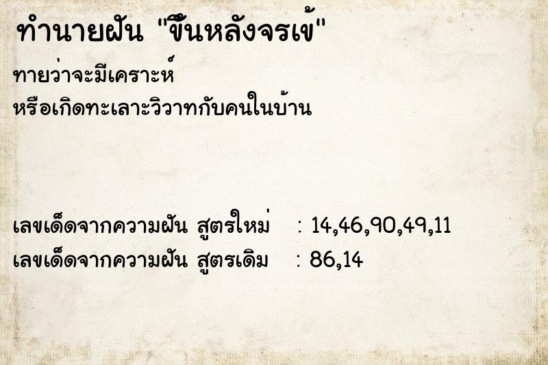 ทำนายฝันขึันหลังจรเข้ ทำนายฝันทำนายฝันขึันหลังจรเข้