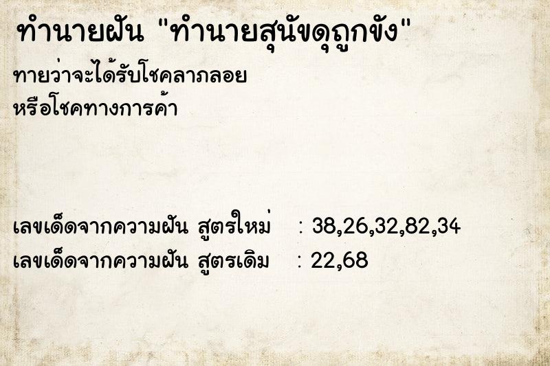 ทำนายฝันทำนายฝันทำนายสุนัขดุถูกขัง