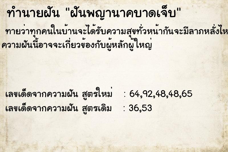 ทำนายฝันฝันพญานาคบาดเจ็บ ทำนายฝันทำนายฝันฝันพญานาคบาดเจ็บ