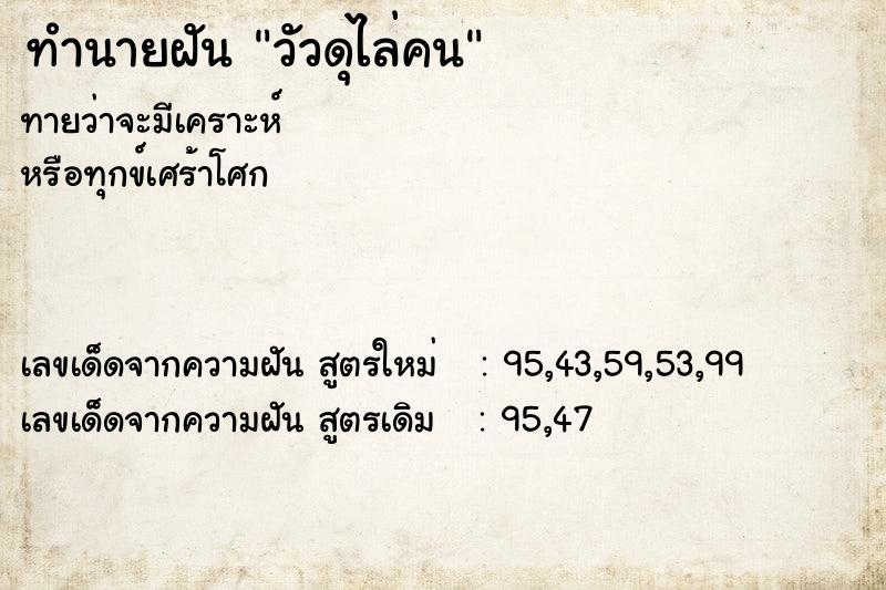 ทำนายฝันวัวดุไล่คน ทำนายฝันทำนายฝันวัวดุไล่คน