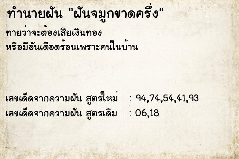 ทำนายฝัน ฝันจมูกขาดครึ่ง ทำนายฝัน ฝันจมูกขาดครึ่ง