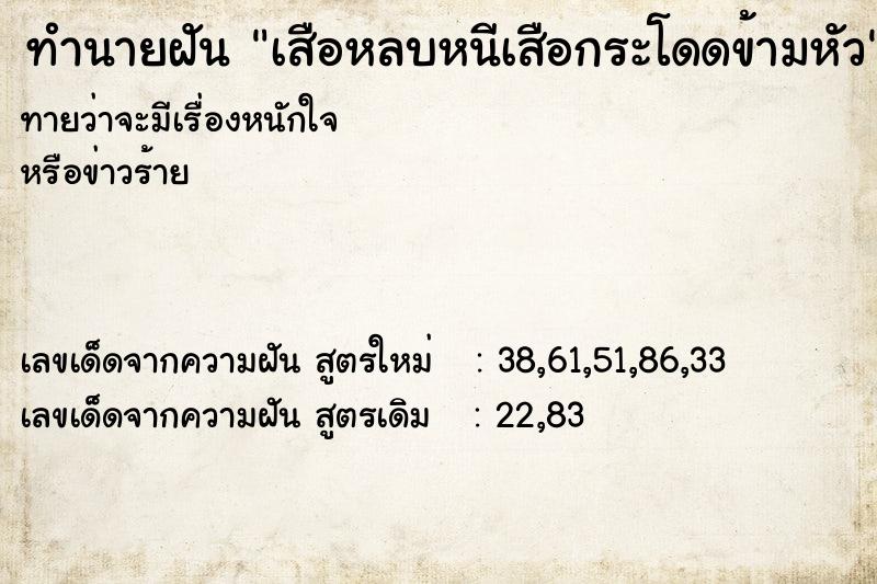ทำนายฝันทำนายฝันเสือหลบหนีเสือกระโดดข้ามหัว