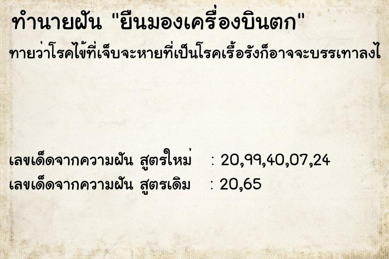 ทำนายฝันทำนายฝันยืนมองเครื่องบินตก