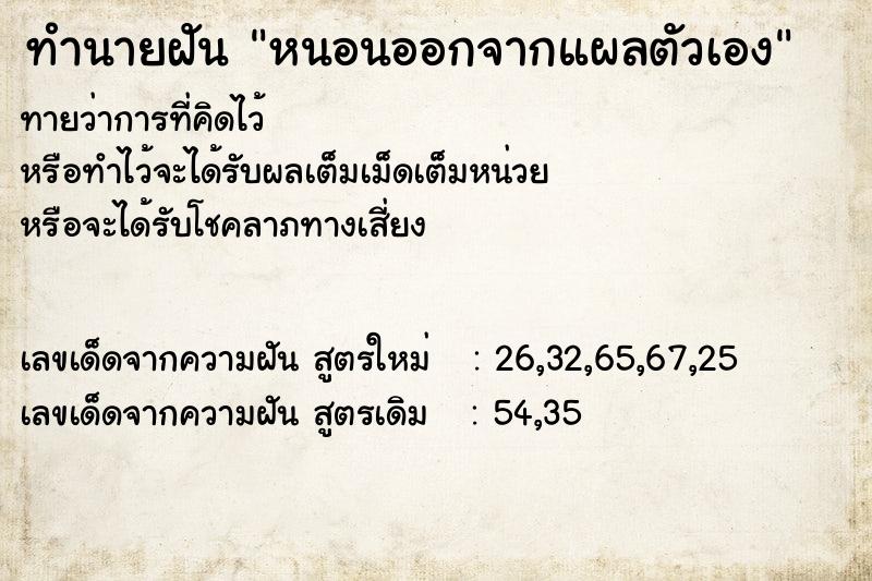 ทำนายฝันทำนายฝันหนอนออกจากแผลตัวเอง