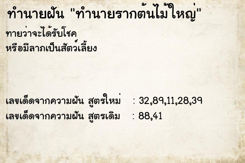 ทำนายฝันทำนายฝันทำนายรากต้นไม้ใหญ่