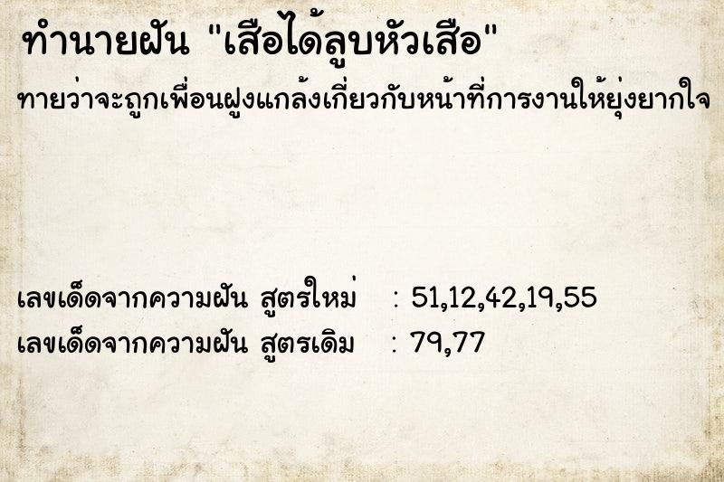 ทำนายฝันเสือได้ลูบหัวเสือ ทำนายฝันทำนายฝันเสือได้ลูบหัวเสือ