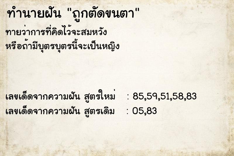 ทำนายฝัน ถูกตัดขนตา ทำนายฝัน ถูกตัดขนตา