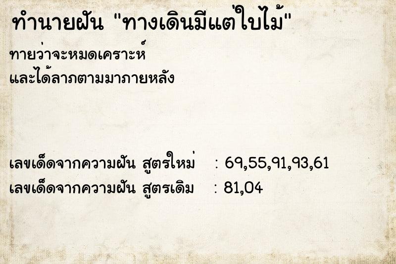ทำนายฝันทำนายฝันทางเดินมีแต่ใบไม้