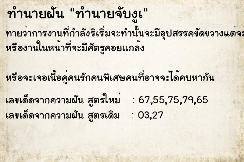 ทำนายฝันทำนายจับงูà ทำนายฝันทำนายฝันทำนายจับงูà