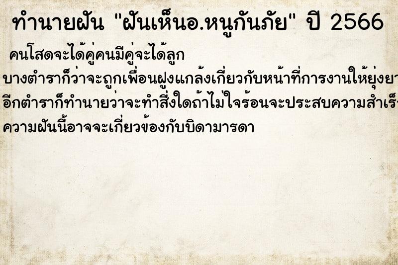 ทำนายฝันฝันเห็นอ.หนูกันภัย ทำนายฝันทำนายฝันฝันเห็นอ.หนูกันภัย