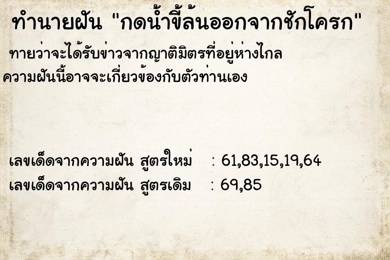 ทำนายฝันกดน้ำขี้ล้นออกจากชักโครก ทำนายฝันทำนายฝันกดน้ำขี้ล้นออกจากชักโครก