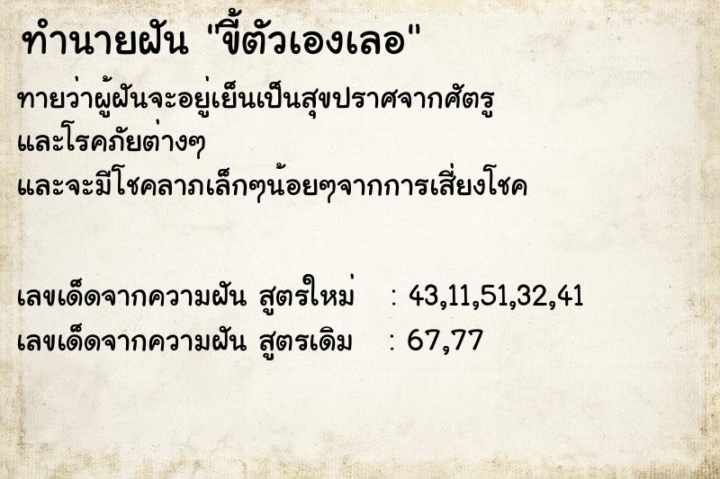 ทำนายฝันทำนายฝันขี้ตัวเองเลอ