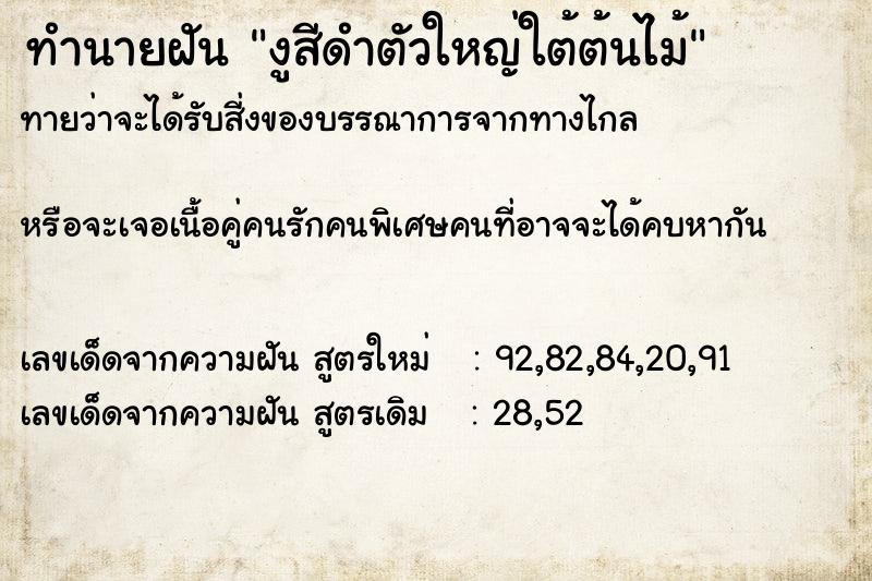 ทำนายฝัน งูสีดำตัวใหญ่ใต้ต้นไม้ ทำนายฝัน งูสีดำตัวใหญ่ใต้ต้นไม้