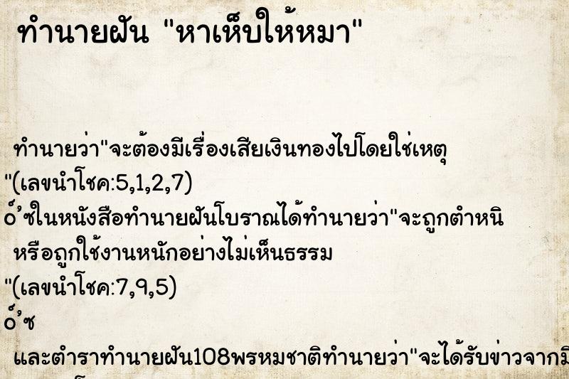 ทำนายฝัน หาเห็บให้หมา ทำนายฝัน หาเห็บให้หมา