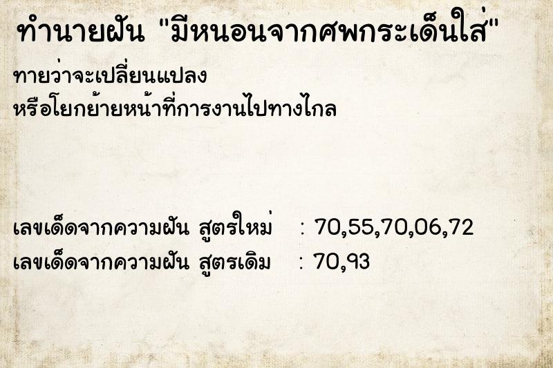 ทำนายฝันทำนายฝันมีหนอนจากศพกระเด็นใส่