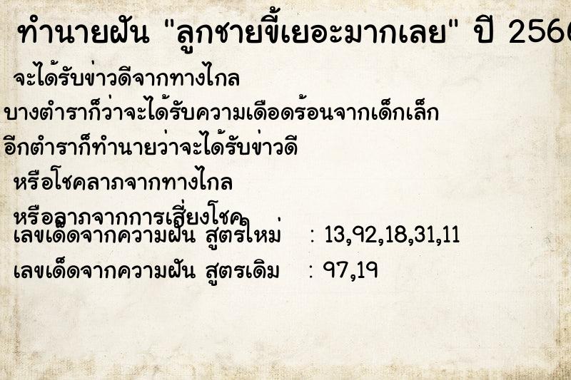 ทำนายฝัน ลูกชายขี้เยอะมากเลย ทำนายฝัน ลูกชายขี้เยอะมากเลย