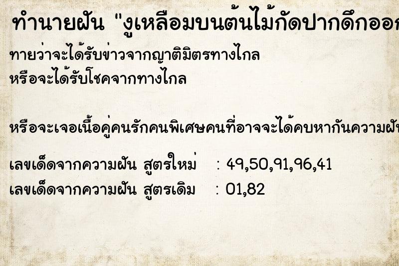 ทำนายฝันงูเหลือมบนต้นไม้กัดปากดึกออกปากเป็นรอยแผลกัดบวม ทำนายฝันทำนายฝันงูเหลือมบนต้นไม้กัดปากดึกออกปากเป็นรอยแผลกัดบวม