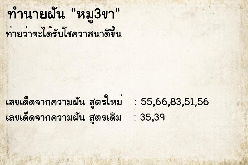 ทำนายฝัน หมู3ขา ตำราโบราณ แม่นที่สุดในโลก