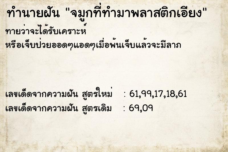 ทำนายฝันจมูกที่ทำมาพลาสติกเอียง ทำนายฝันทำนายฝันจมูกที่ทำมาพลาสติกเอียง