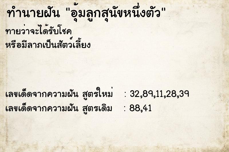 ทำนายฝัน อุ้มลูกสุนัขหนึ่งตัว