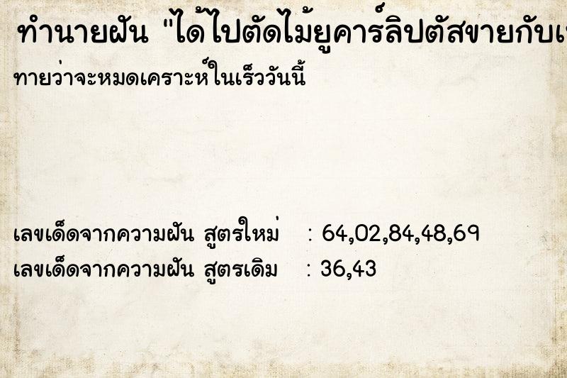 ทำนายฝันได้ไปตัดไม้ยูคาร์ลิปตัสขายกับเพื่อน ทำนายฝันทำนายฝันได้ไปตัดไม้ยูคาร์ลิปตัสขายกับเพื่อน