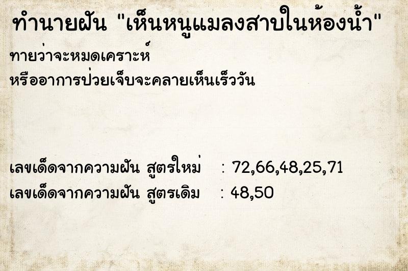 ทำนายฝันทำนายฝันเห็นหนูแมลงสาบในห้องน้ำ