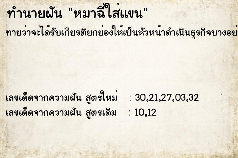 ทำนายฝันทำนายฝันหมาฉี่ใส่แขน