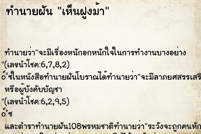 ทำนายฝันทำนายฝันเห็นฝูงม้า