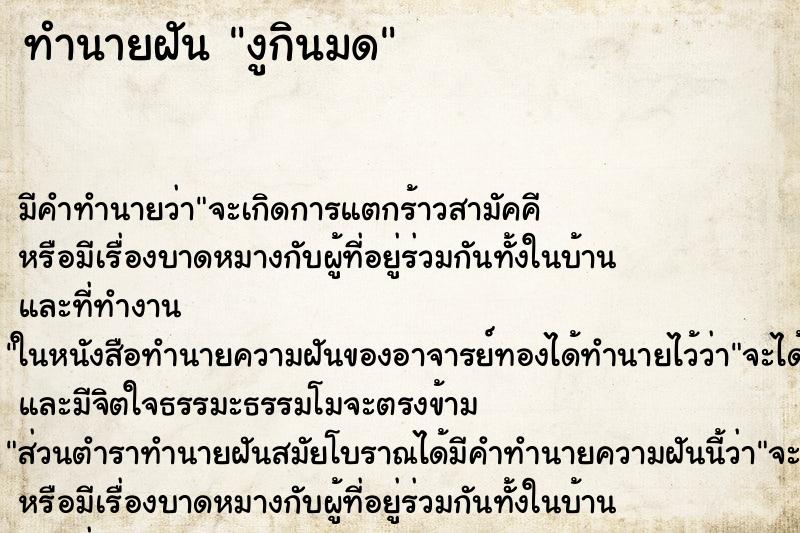 ทำนายฝัน งูกินมด ทำนายฝัน งูกินมด