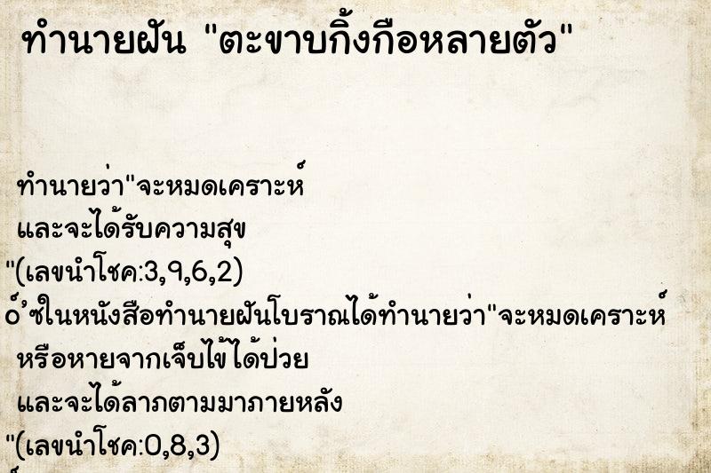 ทำนายฝัน ตะขาบกิ้งกือหลายตัว