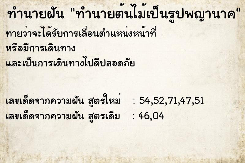 ทำนายฝันทำนายต้นไม้เป็นรูปพญานาค ทำนายฝันทำนายฝันทำนายต้นไม้เป็นรูปพญานาค