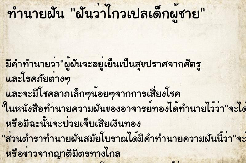 ทำนายฝัน ฝันว่าไกวเปลเด็กผู้ชาย ทำนายฝัน ฝันว่าไกวเปลเด็กผู้ชาย