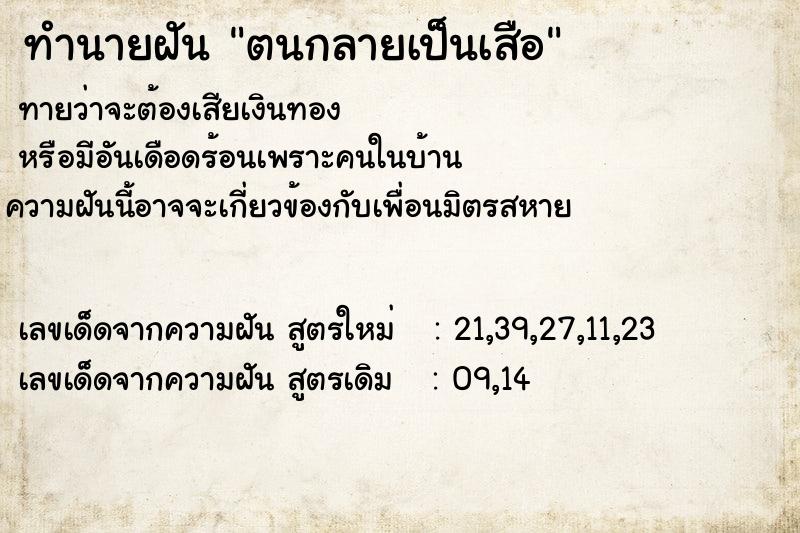 ทำนายฝันตนกลายเป็นเสือ ทำนายฝันทำนายฝันตนกลายเป็นเสือ