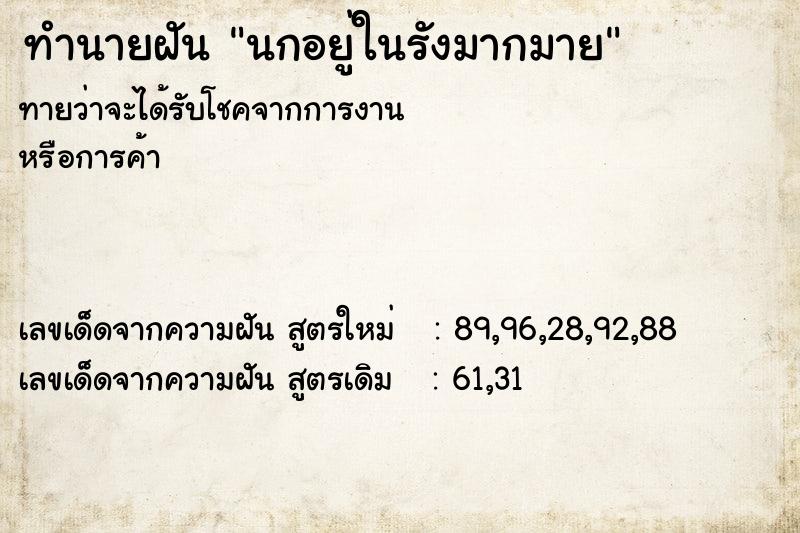 ทำนายฝันนกอยู่ในรังมากมาย ทำนายฝันทำนายฝันนกอยู่ในรังมากมาย