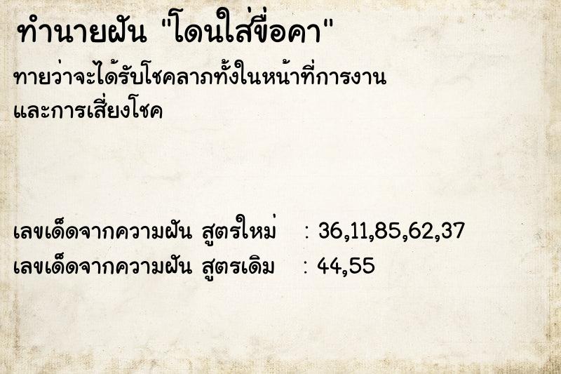 ทำนายฝันทำนายฝันโดนใส่ขื่อคา