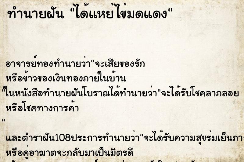 ทำนายฝัน ได้แหย่ไข่มดแดง ทำนายฝัน ได้แหย่ไข่มดแดง