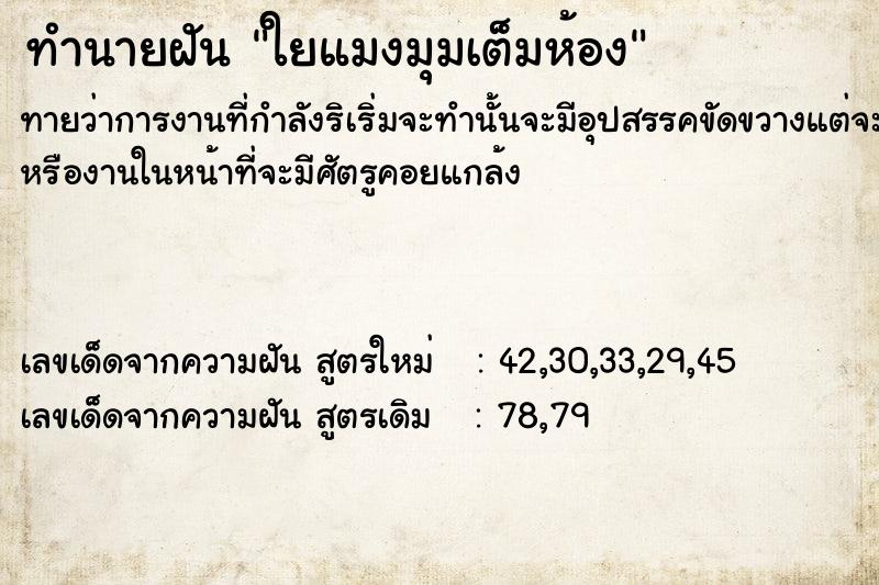 ทำนายฝัน ​ใยแมงมุม​เต็ม​ห้อง