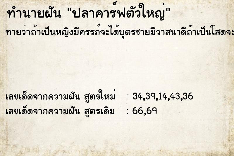 ทำนายฝันปลาคาร์ฟตัวใหญ่ ทำนายฝันทำนายฝันปลาคาร์ฟตัวใหญ่
