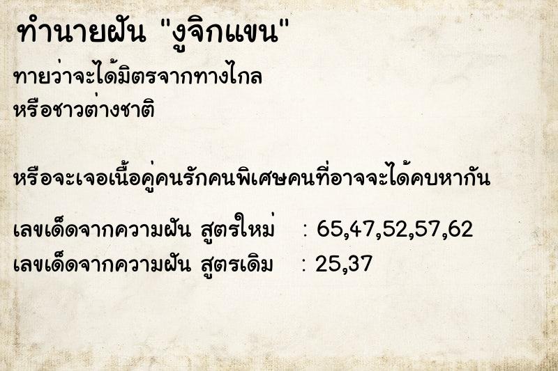 ทำนายฝันงูจิกแขน ทำนายฝันทำนายฝันงูจิกแขน