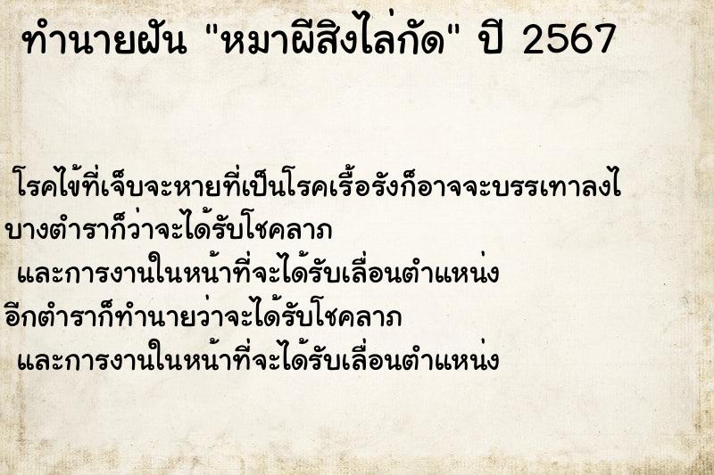 ทำนายฝัน หมาผีสิงไล่กัด แม่นๆ ฟรี ด้วยตำราหนังสือทำนายฝันโบราณ ทำนายฝันหมาผีสิงไล่กัด