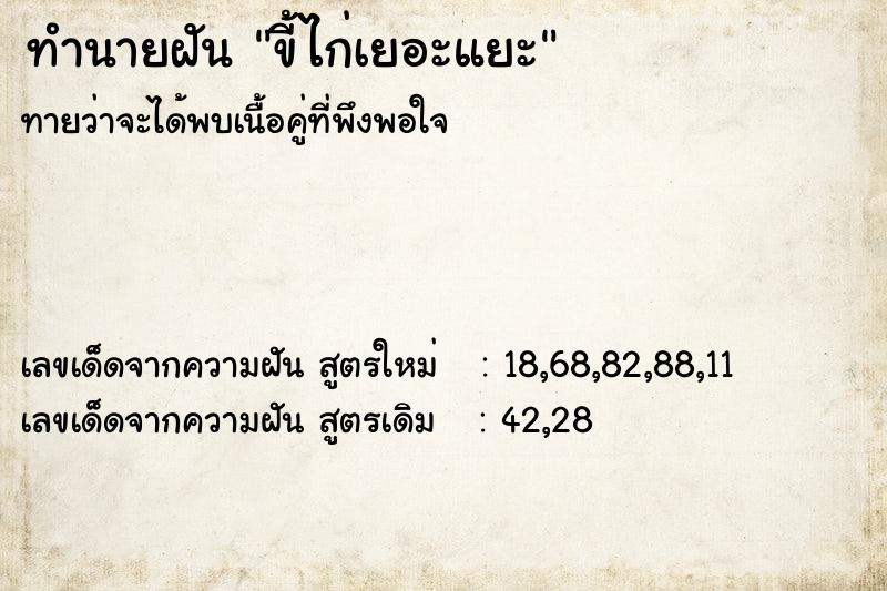 ทำนายฝัน ขี้ไก่เยอะแยะ ทำนายฝัน ขี้ไก่เยอะแยะ