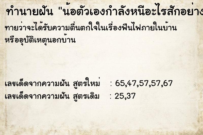 ทำนายฝันทำนายฝันน้อตัวเองกำลังหนีอะไรสักอย่าง
