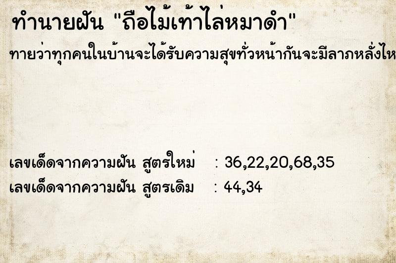 ทำนายฝันทำนายฝันถือไม้เท้าไล่หมาดำ