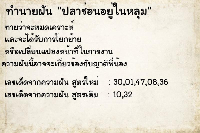 ทำนายฝัน ปลาช่อนอยู่ในหลุม ตำราโบราณ แม่นที่สุดในโลก