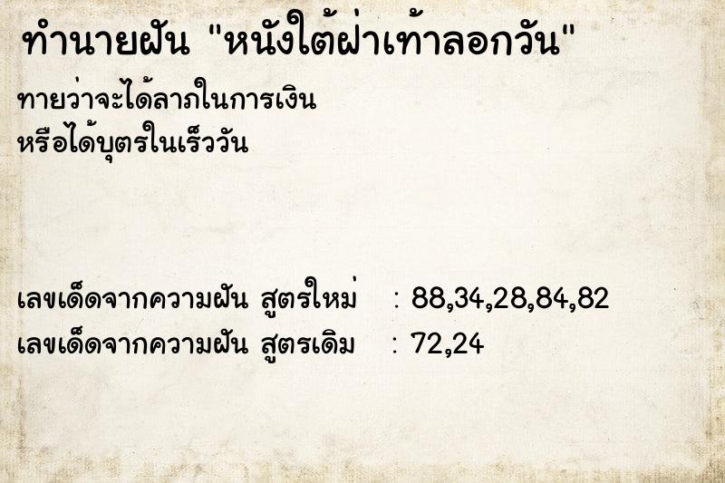 ทำนายฝันทำนายฝันหนังใต้ฝ่าเท้าลอกวัน